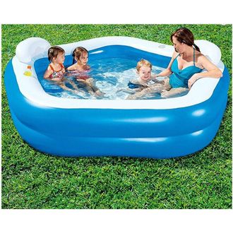 Trade Shop Trade Shop - Piscina Gonfiabile Fuoriterra 213 X 207 X 69 Cm Con Portabicchieri Cuscini