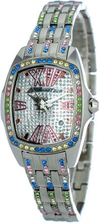 Chronotech Womens 7930ls53mac Multicolored Crystal Watch - Light Grey Silver Steel - One Size
