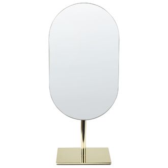 Beliani Espejo De Maquillaje De Metal Dorado 16 X 37 Cm Tocador Accesorio Cantal