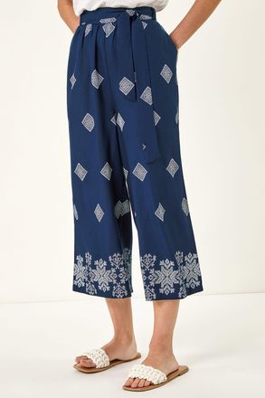 Roman Border Print Belted Trouser