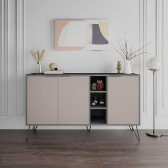 OEM Mueble Antracita De 3 Puertas En Color Tortora 142x35,5x83h