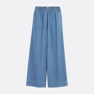 La Redoute Collections Soepele jeans met wijde pijpen en hoge taille met elastiek