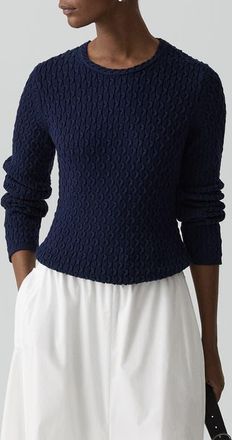 Theory Cable Stitch Organic Cotton Sweater in Navy at Nordstrom, Size X-Small