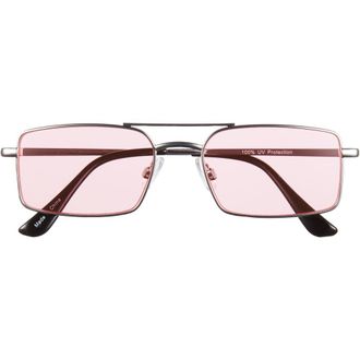 BP. Gradient Rectangular Aviator Sunglasses in Rhodium- Pink at Nordstrom