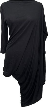 Rick Owens mini-jurk met lange mouwen en draperie in zwarte viscose