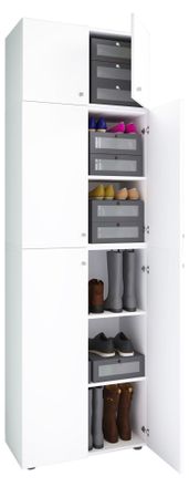 ebuy24 Gabinete De Zapato De Madera Vcm Dimensiones: Al. 223 X An. 70 X T. 39 Cm Armario Multiusos 5 Compartimentos 4 Puertas Giratorias 2 Puertas De Fijaci&oacute;