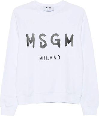 Msgm Felpa con stampa logo - Bianco