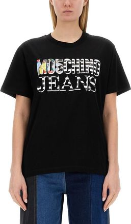Moschino Black Graphic Crew Neck T-Shirt