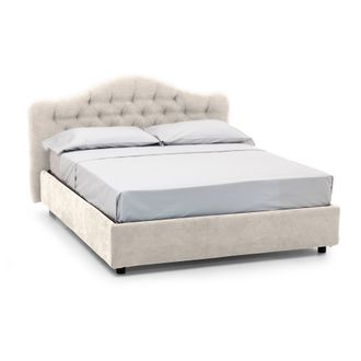 Dmora Cama Doble Allik, Colch&oacute;n Incluido Desenfundable, Made In Italy, Con Almacenaje, Beige