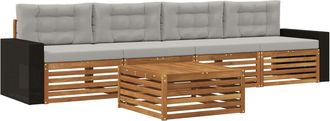 vidaXL Conjunto De Sof&aacute;s De Exterior 5 Uds. Natural Y Gris Claro Vidaxl