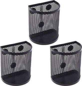 OEM Juego De 3 Cajas De Almacenamiento Magn&eacute;ticas De Malla Negra, Con Portal&aacute;pices, Ideales Para Guardar L&aacute;pices, Marcadores Y Material De Oficina O Escol