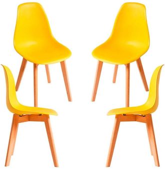 Regalos Miguel Packs Sillas Comedor - Pack 4 Sillas Kelen - Amarillo