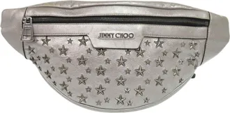 Jimmy Choo London Black Silver Leather Fanny Pack (Pre-Owned)