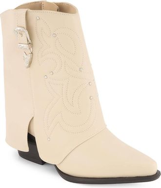 Andrea Womens Foldover Italian Western Style Boots In Ivory