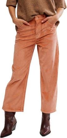 Free People Deep Trance Corduroy Wide Leg Ankle Pants in Peach Peony at Nordstrom Rack, Size 27