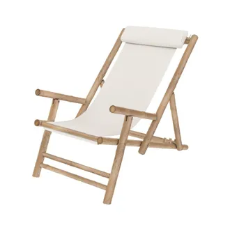 Rendez-Vous D&eacute;co Silla de jard&iacute;n de bamb&uacute; y lona blanca