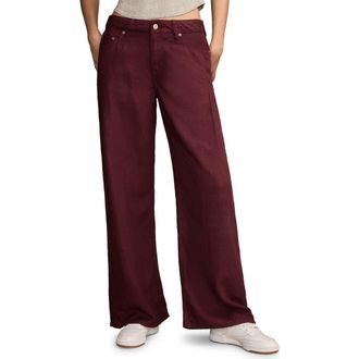 Lucky Brand Palazzo Pleated High Waist Wide Leg Jeans in Vineyard Wine at Nordstrom, Size 28 X 29