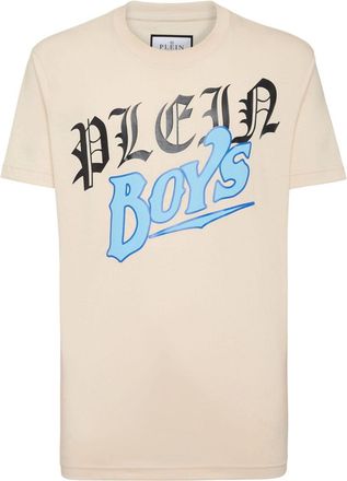Philipp Plein slogan-print cotton T-shirt - men - Cotton - S - Neutrals