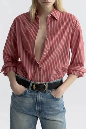 Nili Lotan Yorke Shirt In Red/white