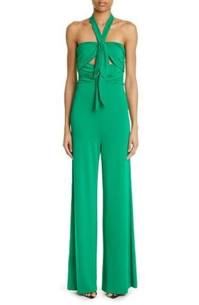Dundas Bacall Halter Neck Jersey Jumpsuit in Emerald at Nordstrom Rack, Size 10 Us / 46 It