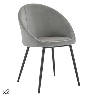 Happy Garden Lote de 2 sillas vintage de terciopelo gris