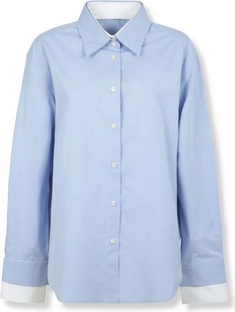 Acne Studios Gelaagde Button-Up - Dames - Overhemden - Blauw - M - Katoen - Overhemden