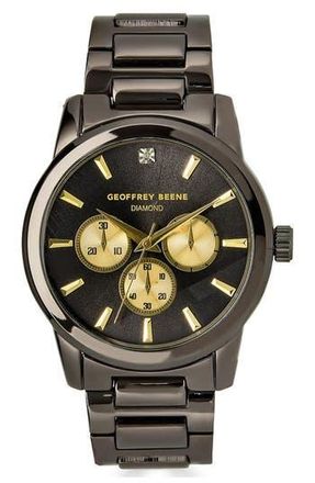 Geoffrey Beene Genuine Diamond Bracelet Watch, 41mm - 0.001ct. in Gunmetal at Nordstrom Rack