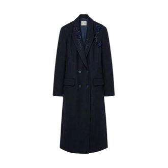 Forte_Forte My Coat - Dames - Mantels - Blauw - Maat: M Zijde