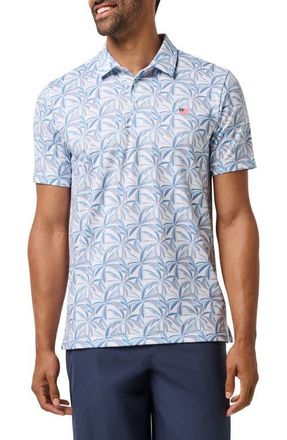 Travis Mathew Featherweight Parade Palm Print Performance Polo in White at Nordstrom, Size Small