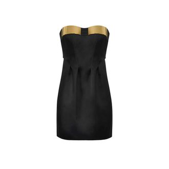 Elisabetta Franchi Party Dresses, female, Black, Size: M Duchess satin mini dress
