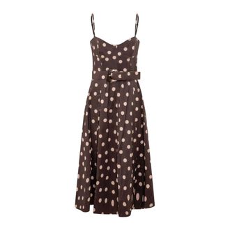 Rebecca Vallance Vivianne Strap Midi - female - Rebecca Vallance - Midi Dresses - Brown - 2XS - Dresses