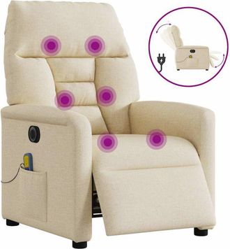 vidaXL Vidaxl - Sill&oacute;n Reclinable De Masaje El&eacute;ctrico Tela Color Crema