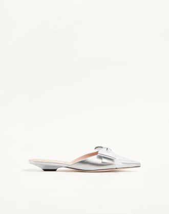 Valentino Garavani Bowow Mule In Laminated Nappa 20mm Woman SILVER 36.5