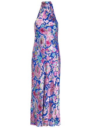 Rixo Rixo Hayley Scarf-effect Devor&eacute; Maxi Dress - Multicoloured - 12 (UK12 / M)
