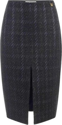 Elisabetta Franchi Tweed rok met split vooraan - Dames - Kokerrokken - Zwart - M - Tweed - Rokken