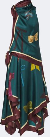Alemais Al&eacute;mais Rosette printed silk twill midi dress