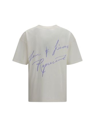 Represent Mens Love And Kisses T-Shirt Flat White Cotton T-Shirts Polos