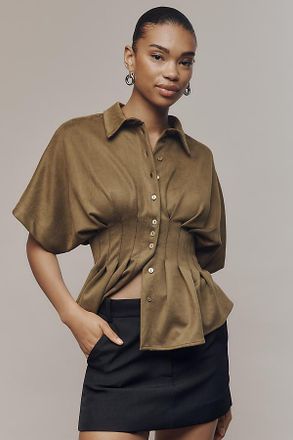 Exquise Tobie Waisted Button-Down Shirt Top