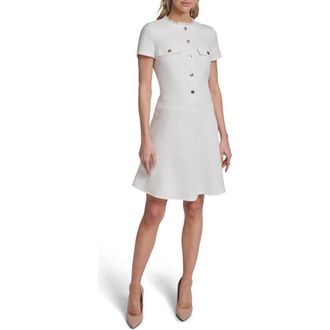 Tommy Hilfiger Novelty Woven Fit & Flare Dress in Ivory at Nordstrom Rack, Size 10