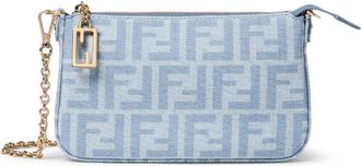 Fendi FF DENIM BAGUETTE POUCH LIGHT BLUE - Fendi - Woman