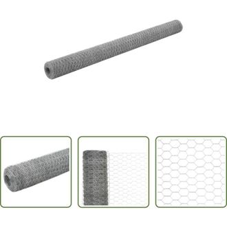 vidaXL vidaXL Recinzione in acciaio zincato - Recinzione in Rete per Pollaio Acciaio Zincato 25x1,5 m Argento