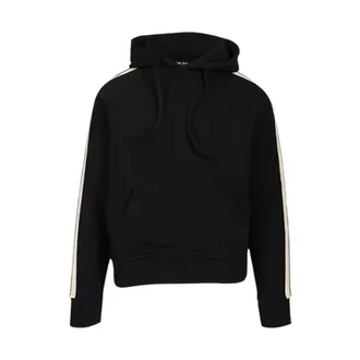 Palm Angels Hoodies & sweatvesten, Heren, Zwart, S, Katoen, Curved Logo Track Hoodie
