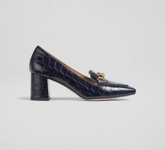 L.k. Bennett Womens CC JOHANNA TRIM BLOCK, Navy - Size UK 5