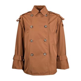 Peuterey Trench Coats, female, Brown, Size: XS Pokera TJT Short Double-Breasted Trench Coat