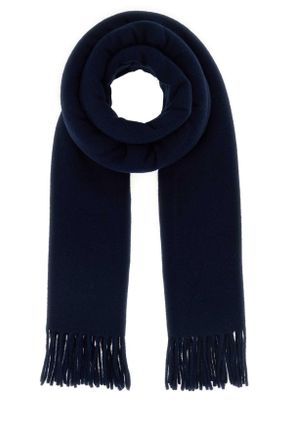 Maison Kitsun&eacute; Navy Blue Wool Scarf