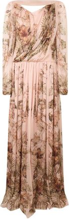 Alberta Ferretti Kleedjes, Dames, Veelkleurig, S, Elegant Lange Jurk met Wijdvallende Mouwen