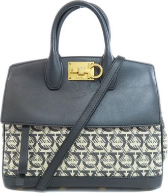 Ferragamo Canvas Leather Handbag (Pre-Owned)