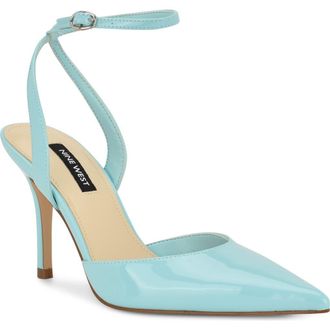 Nine West Grana Ankle Strap Pointed Toe Pump in Light Blue at Nordstrom, Size 5.5
