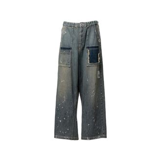 Miharayasuhiro Stripe Patchwork Jeans