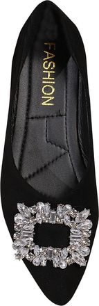 Generic BVEBJDX Womens Diamante Flats Clearance, Ladies Faux Suede Flat Shoes Casual Slip On Loafers Solid Color Pumps Pointed Toe Moccasins Ballet Ballerina 